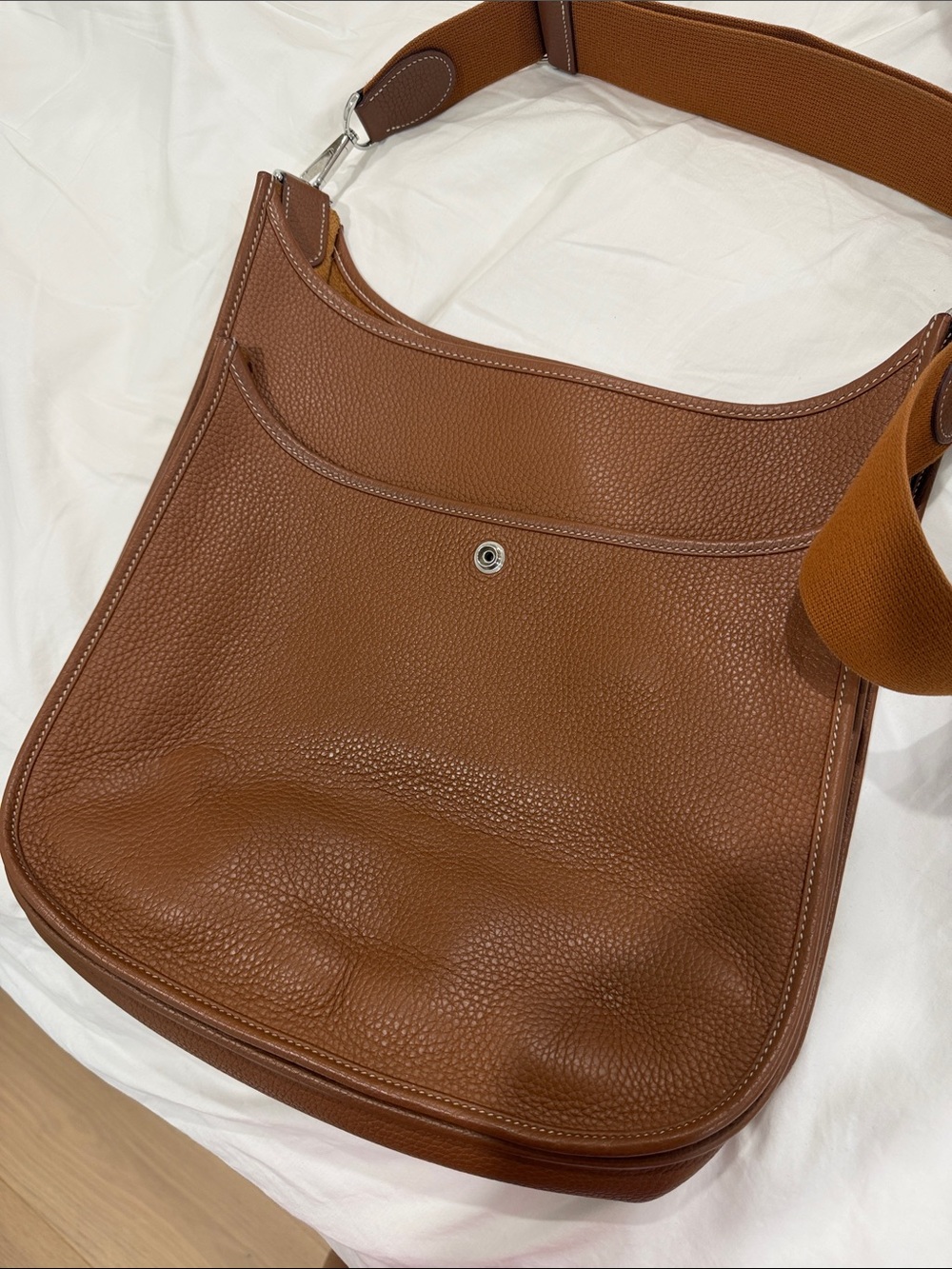 Hermes Brown Evelyne Leather Crossbody Bag - Picture 10 of 13